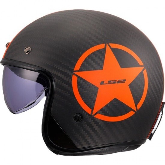 ΚΡΑΝΟΣ JET LS2 OF601 BOB II CARBON STAR ORANGE