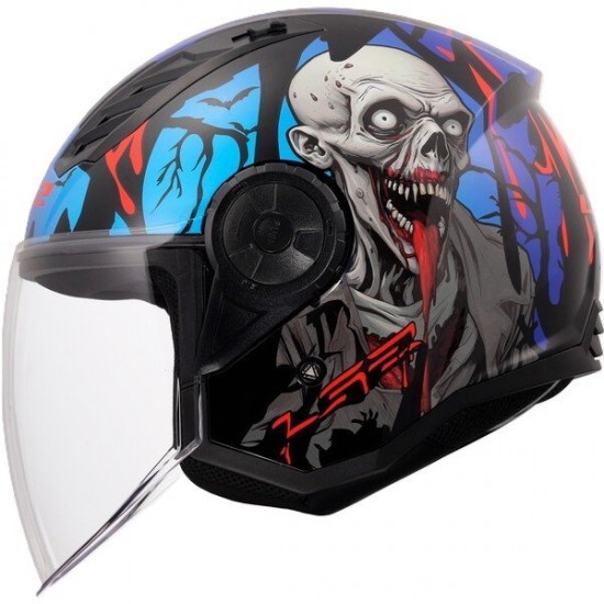 ΚΡΑΝΟΣ JET LS2 OF616 AIRFLOW II ZOMBIE II BLACK RED BLUE